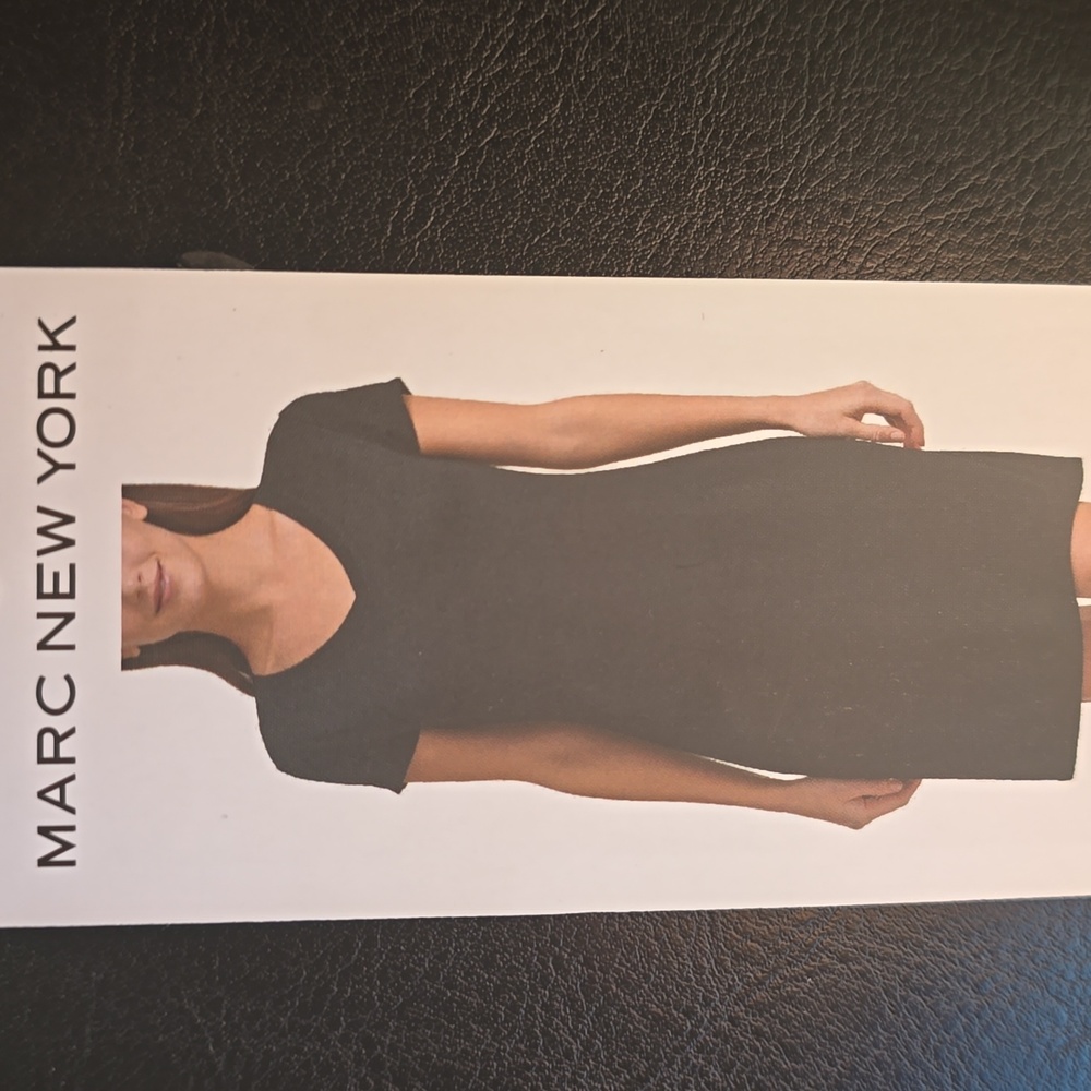 Marc New York Women's Black Woven Sheath Dress Cap Sleeve Size 4 NWT